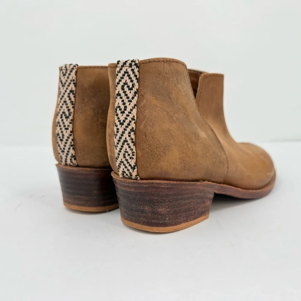The Root Collective x Dressember Blythe Handmade Leather Chestnut Brown Bootie 6